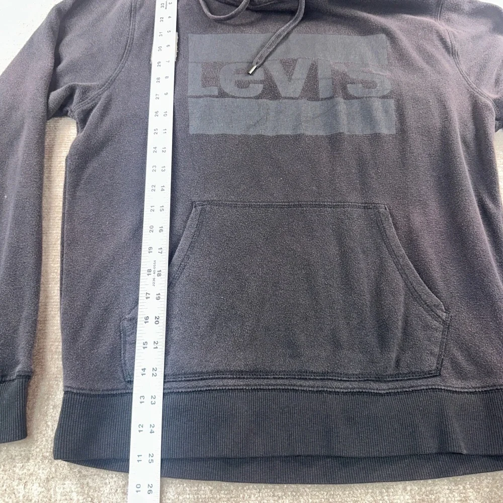 Levis Mens Graphic Hoodie Black Tonal Box Logo Fleece Sweatshirt Medium KEH-3LGL